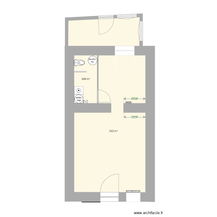 Maison lagord rdc. Plan de 3 pièces et 47 m2