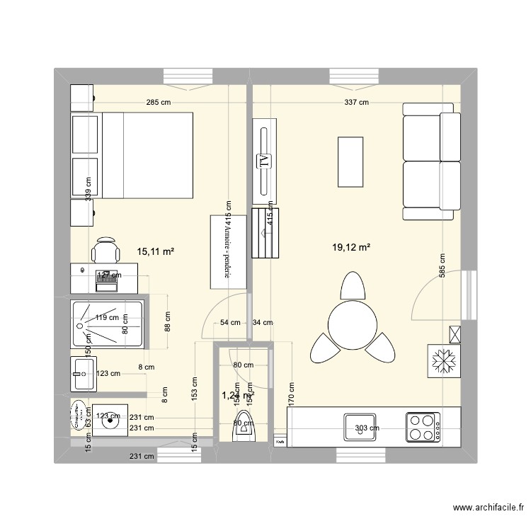 BROCARD V3. Plan de 5 pièces et 45 m2