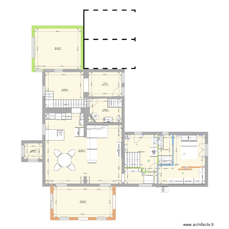 extension5702. Plan de 10 pièces et 152 m2