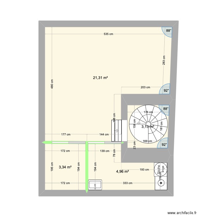 cave1. Plan de 4 pièces et 33 m2