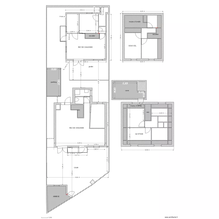 projet&eacute; 150m2 de Shon. Plan de 