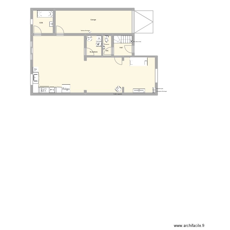 plan du RDC. Plan de 5 pièces et 97 m2