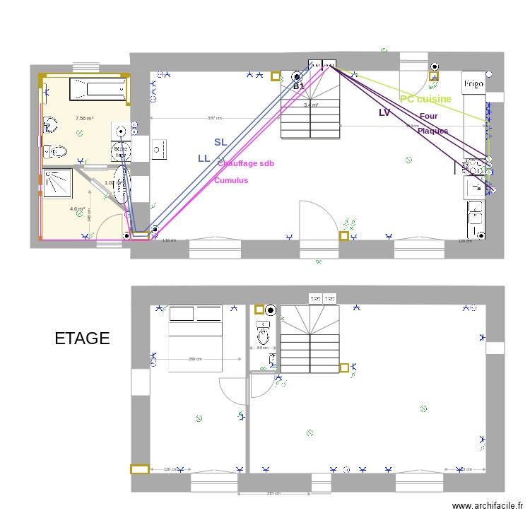 maison BIP LL  LL   SL   chauffage sdb   cumulus   four    LV   plaques   PCca   PCcb    . Plan de 0 pièce et 0 m2