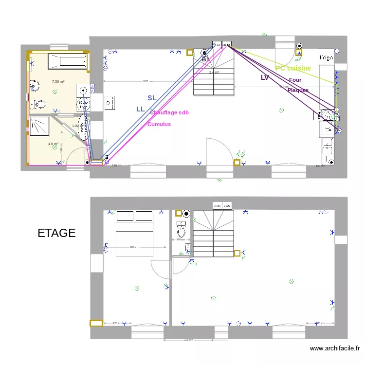 maison BIP LL LL SL chauffage sdb cumulus four LV plaques PCca PCcb . Plan de maison BIP LL LL SL chauffage sdb cumulus four LV plaques PCca PCcb . Plan de