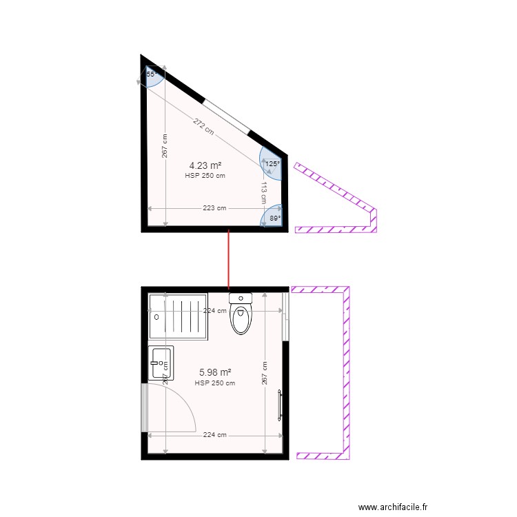 GAUCHET  SDB  ETAGE OPTION 1. Plan de 0 pièce et 0 m2