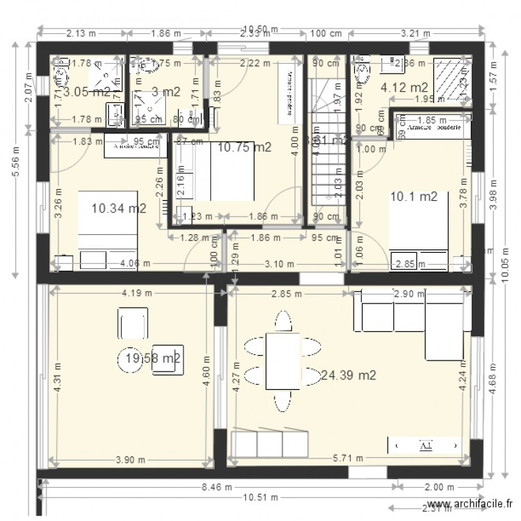 AGRANDISSEMENT MAISON ETHEVE MEUBLE. Plan de 0 pièce et 0 m2