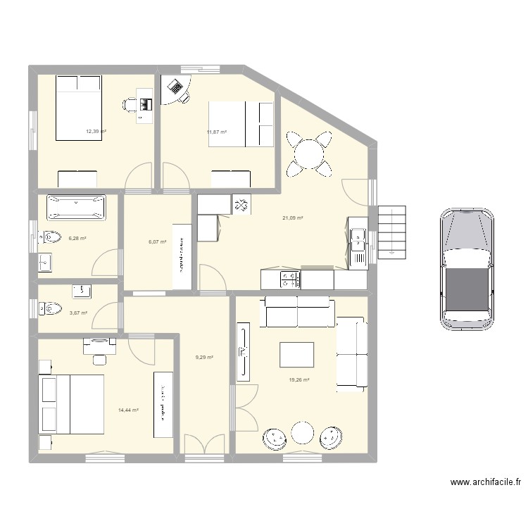 SAMI's PLACE. Plan de 9 pièces et 104 m2