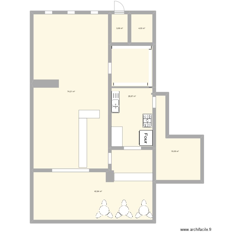 MAGASIN 1. Plan de 6 pièces et 166 m2