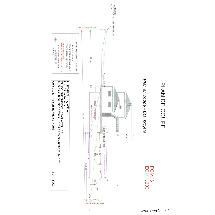 plan de coupe jany . Plan de 0 pièce et 0 m2