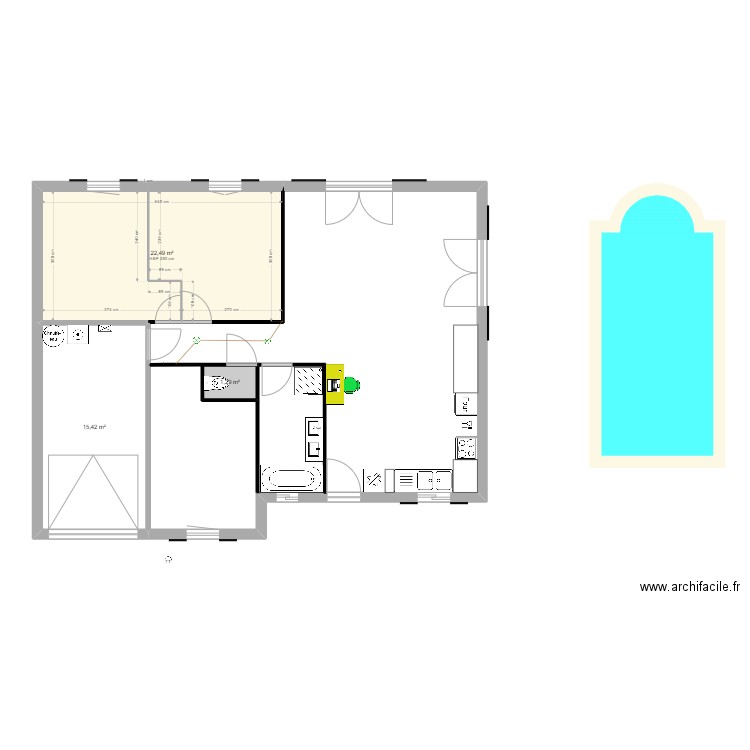 Maison CAMUS 80m. Plan de 3 pièces et 39 m2
