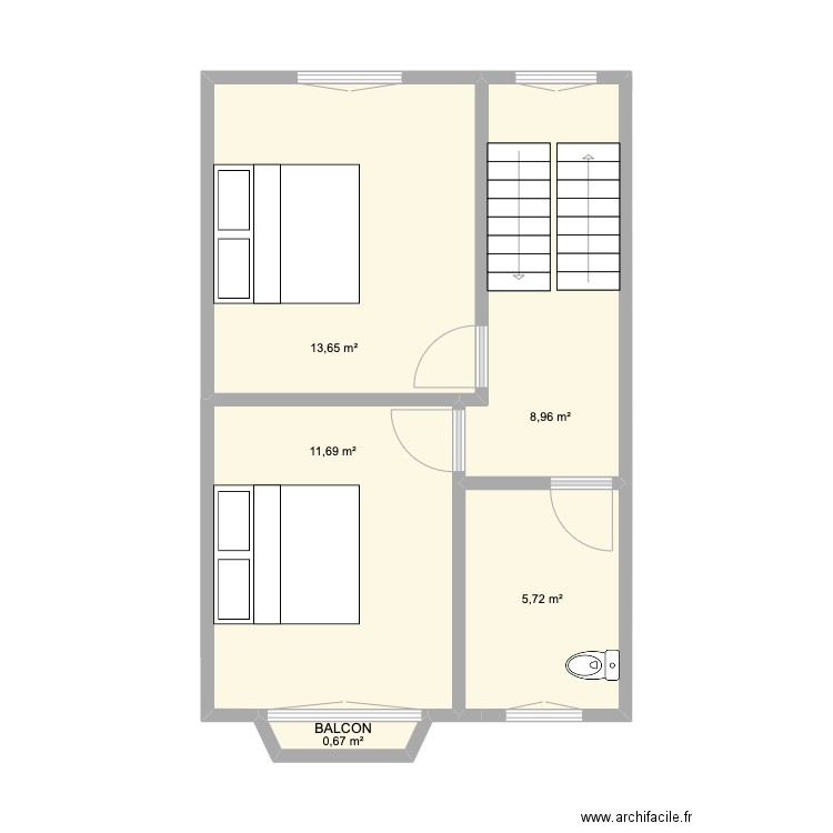 CURE 2 1ER. Plan de 5 pièces et 41 m2