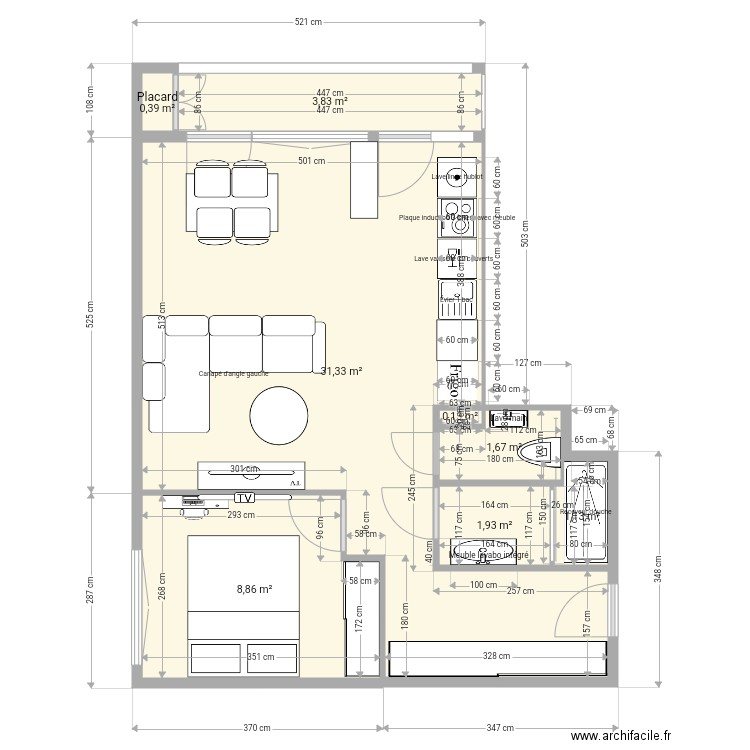 Jette Arbre Ballon Projet Aménagement v1. Plan de 8 pièces et 49 m2