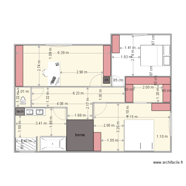 etage cotes meubles. Plan de 0 pièce et 0 m2