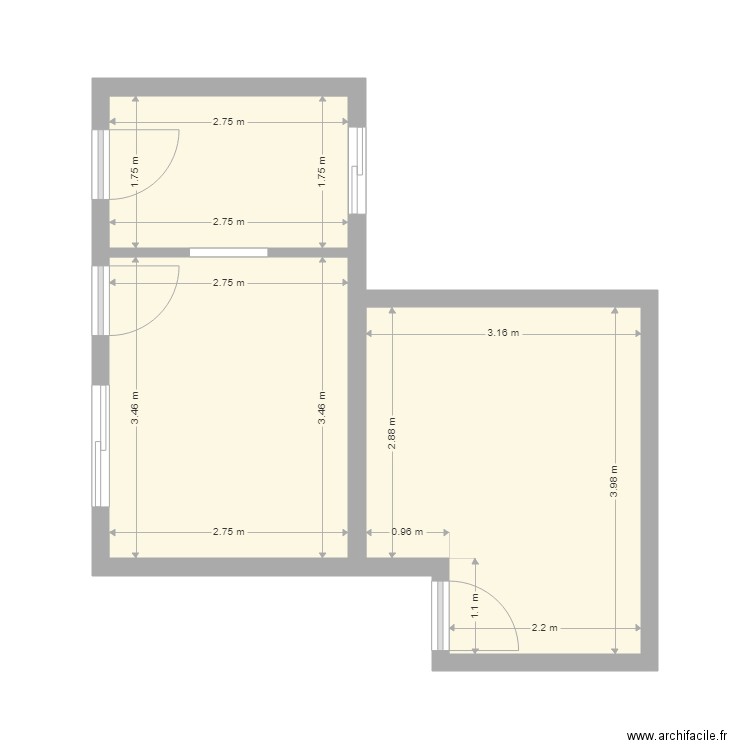 MILNE. Plan de 3 pièces et 26 m2