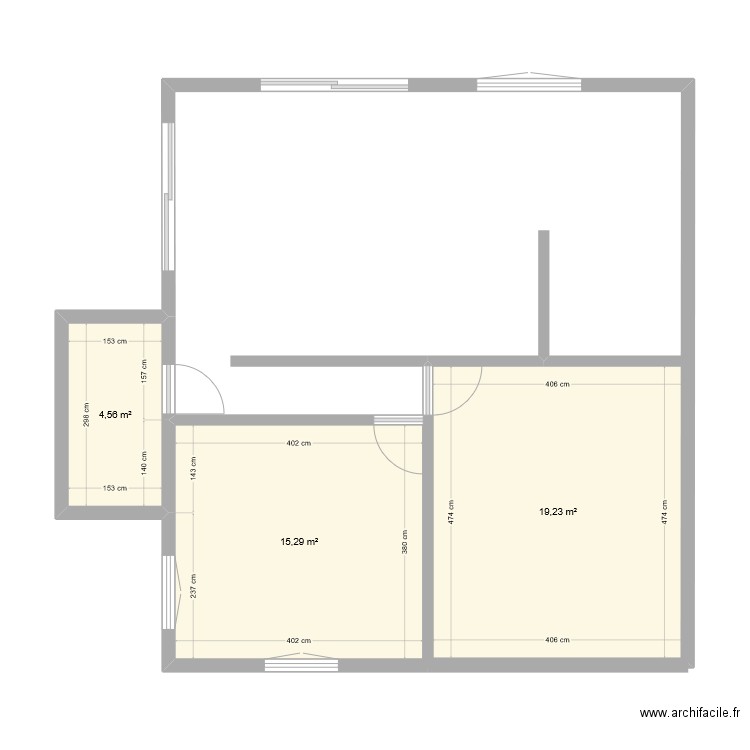 MAISON. Plan de 3 pièces et 39 m2