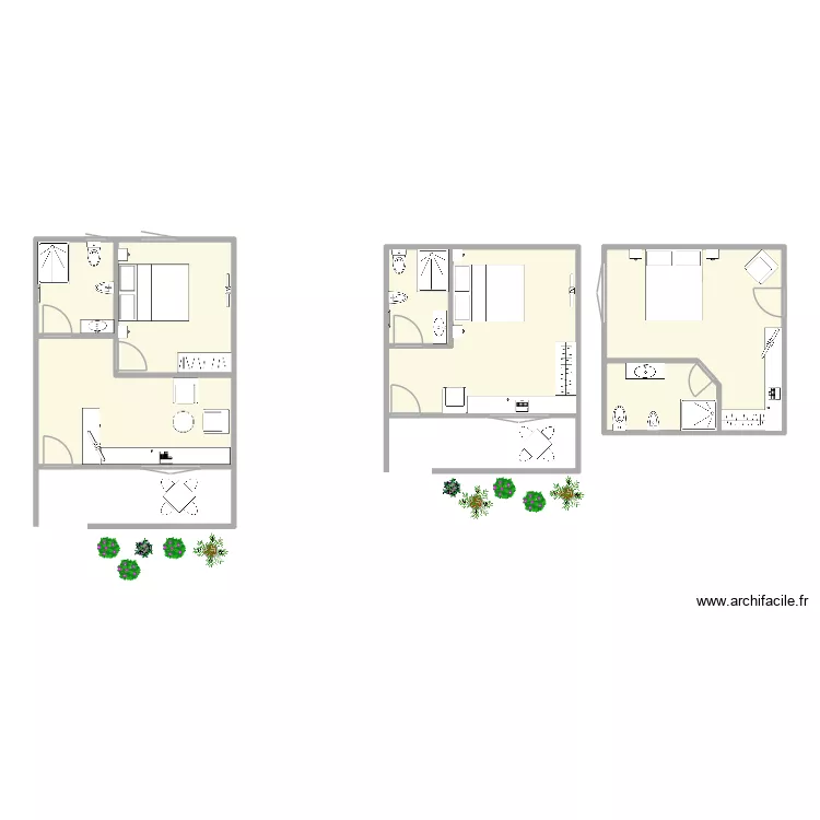Suite. Plan de 7  et 81 m²