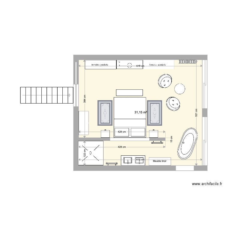 Extension chambre Jen et JM. Plan de 1 pièce et 31 m2