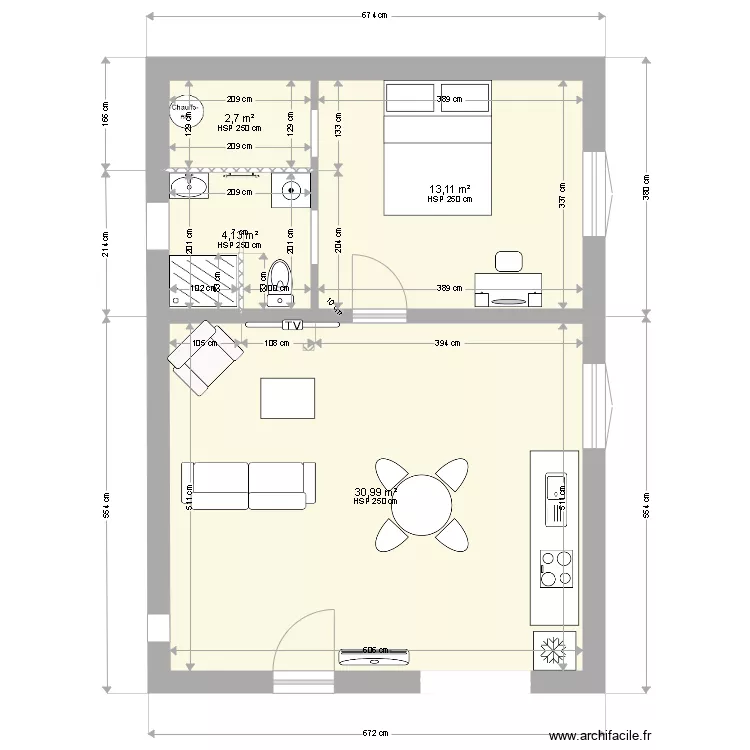 studio studio 51 m2 cotes et facade. Plan de studio studio 51 m2 cotes et facade. Plan de