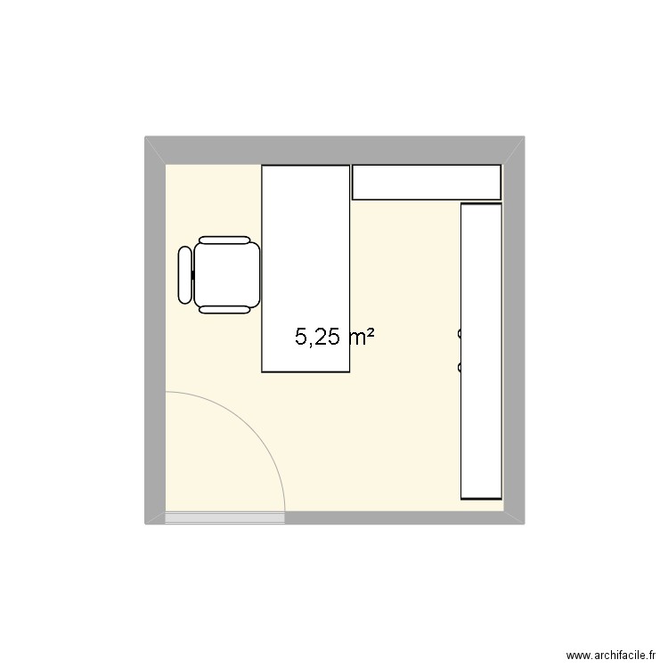 bureau pharmacie Cadore. Plan de 1 pièce et 5 m2