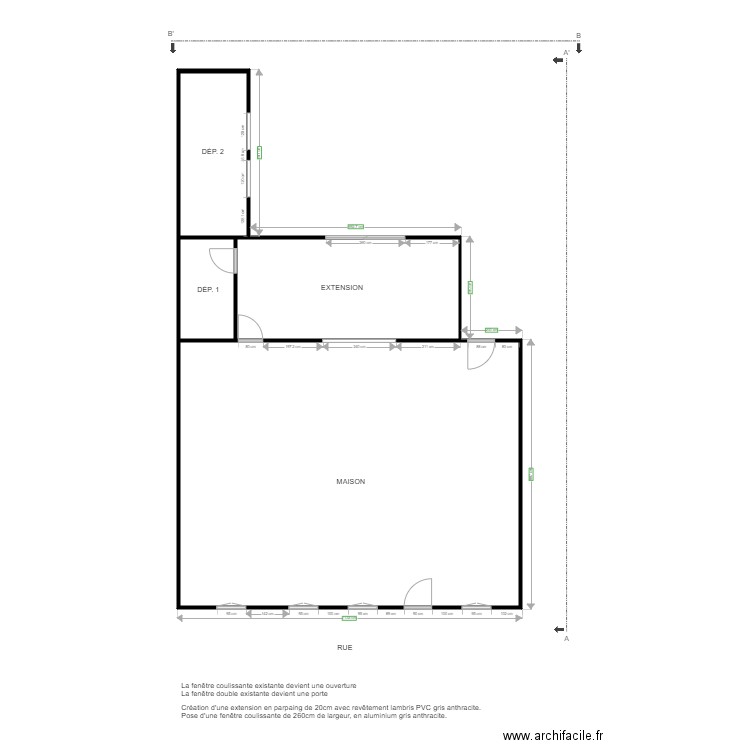 plan extension. Plan de 0 pièce et 0 m2