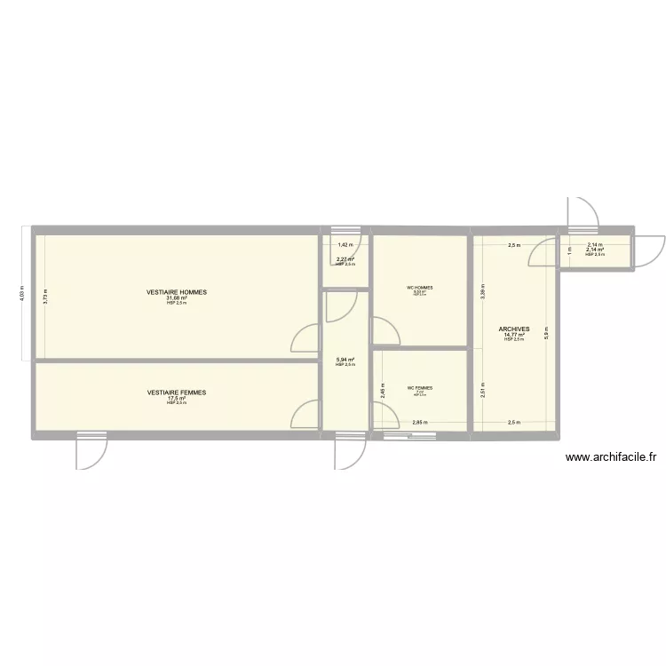 Sanitaires et Vestiaires ARMEN. Plan de 8 pièces et 91 m²
