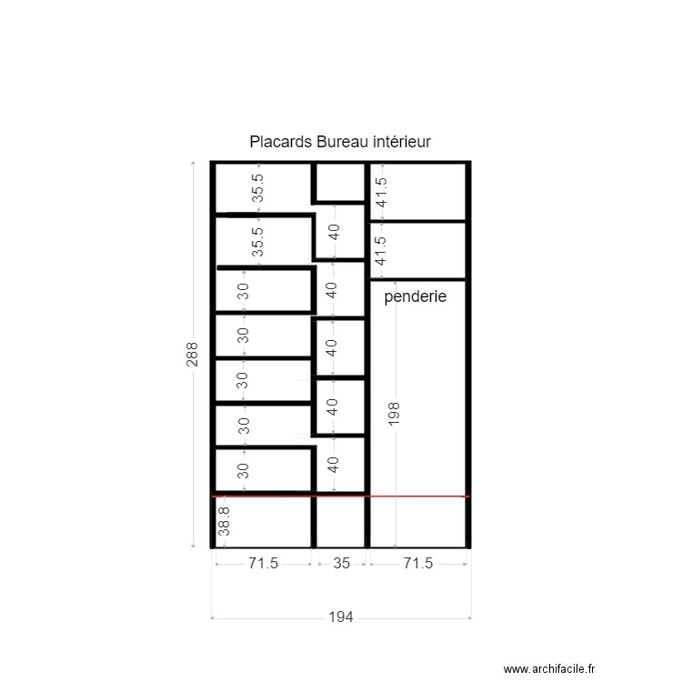 Placards bureau Lauriston exterieur. Plan de 0 pièce et 0 m2