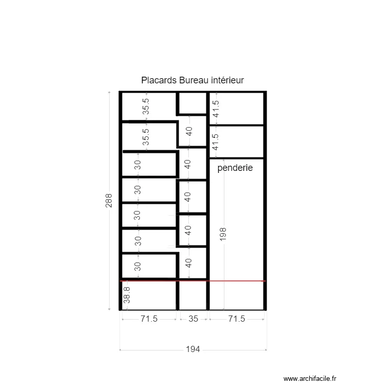 Placards bureau Lauriston exterieur. Plan de 