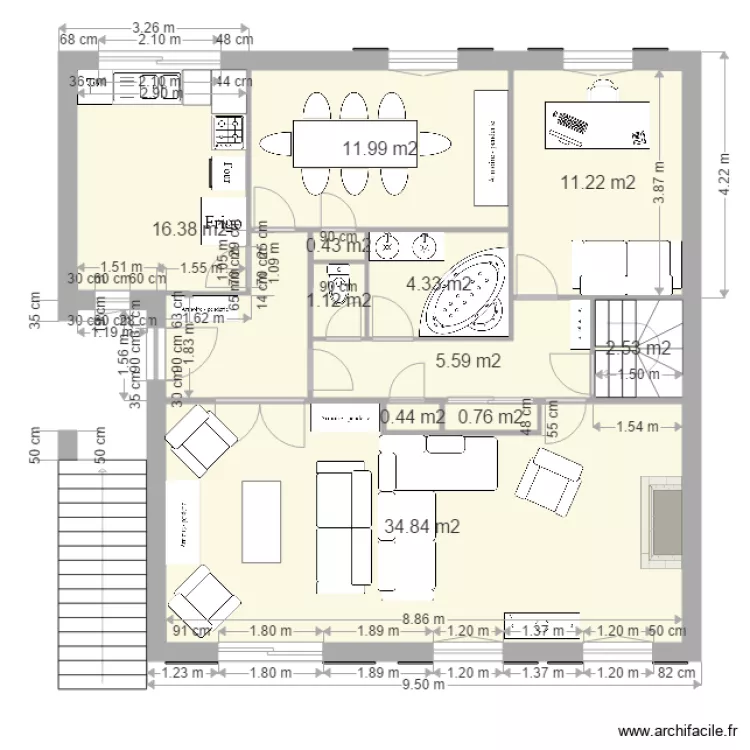 Maison grands parents &eacute;tage. Plan de 