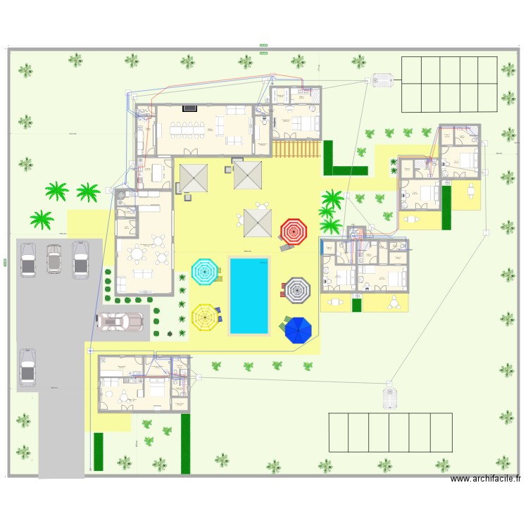 m hote 7 réseaux. Plan de 34 pièces et -1538 m2