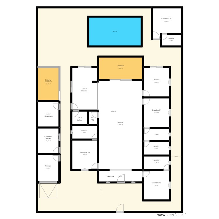 danihome. Plan de 22 pièces et 783 m2