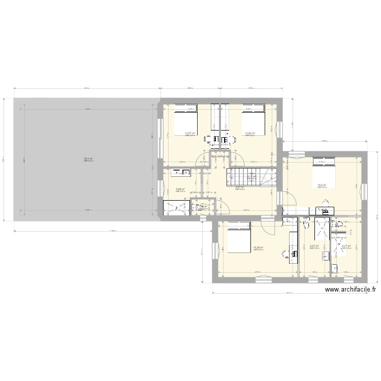 TASIE IDEAL. Plan de 18 pièces et 382 m2