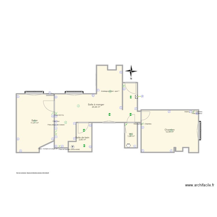 Appartement Option 2. Plan de 5 pièces et 49 m2