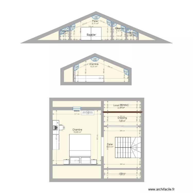 Maison Etage . Plan de 