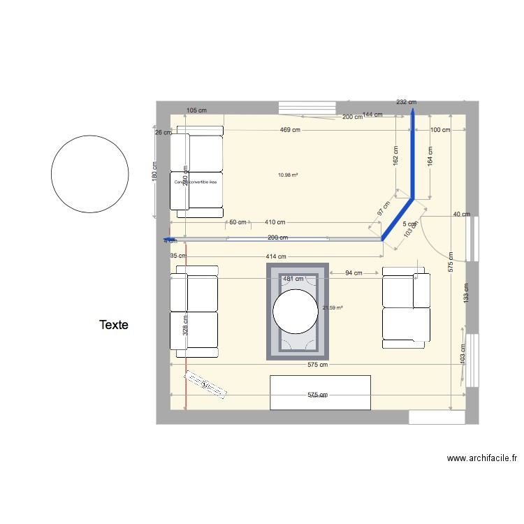 salon coupé en deux avec galandage double. Plan de 0 pièce et 0 m2