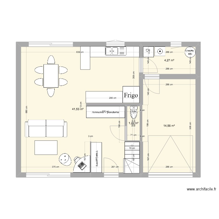 plan1rdc. Plan de 4 pièces et 62 m2