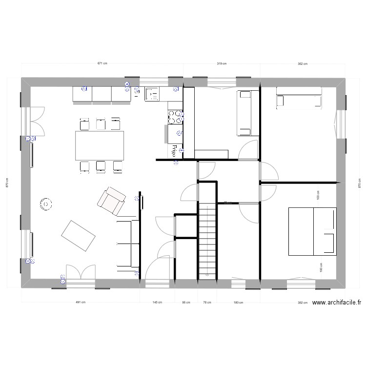 longes meuble ilot 2. Plan de 9 pièces et 100 m2