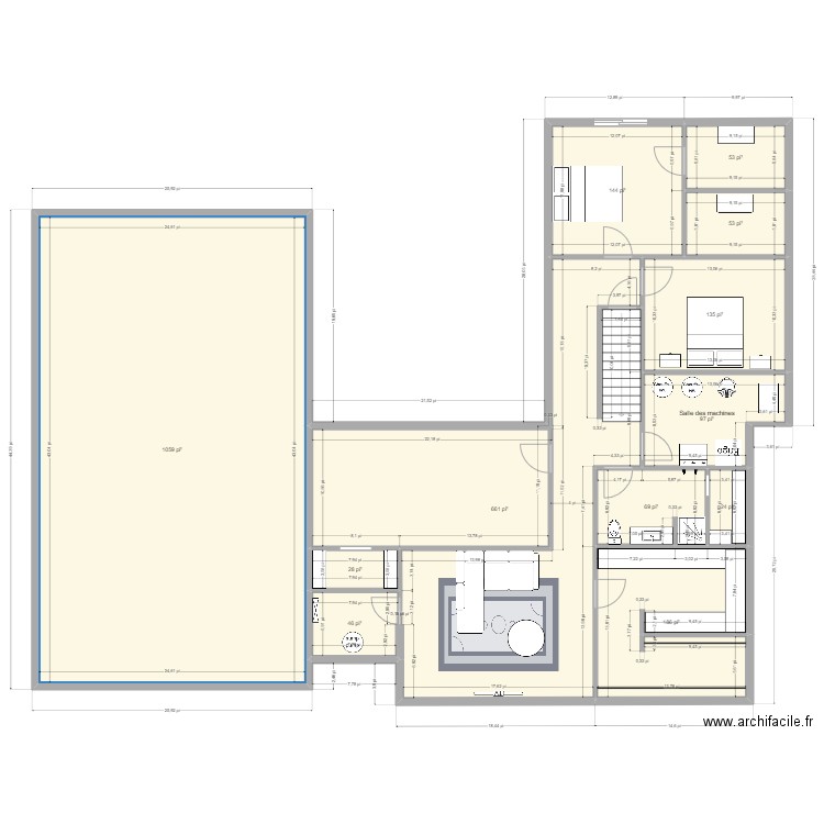 Sous-sol version 1 - 1. Plan de 12 pièces et 237 m2