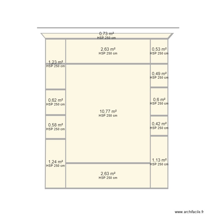 bibliotheque. Plan de 13 pièces et 24 m2