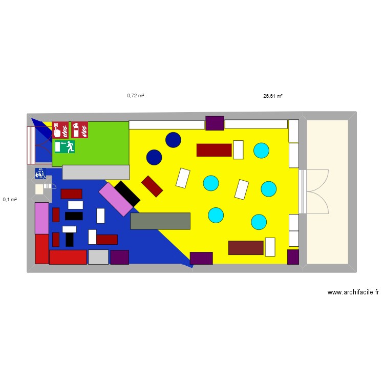 PLAN zone froide et chaude. Plan de 5 pièces et 43 m2