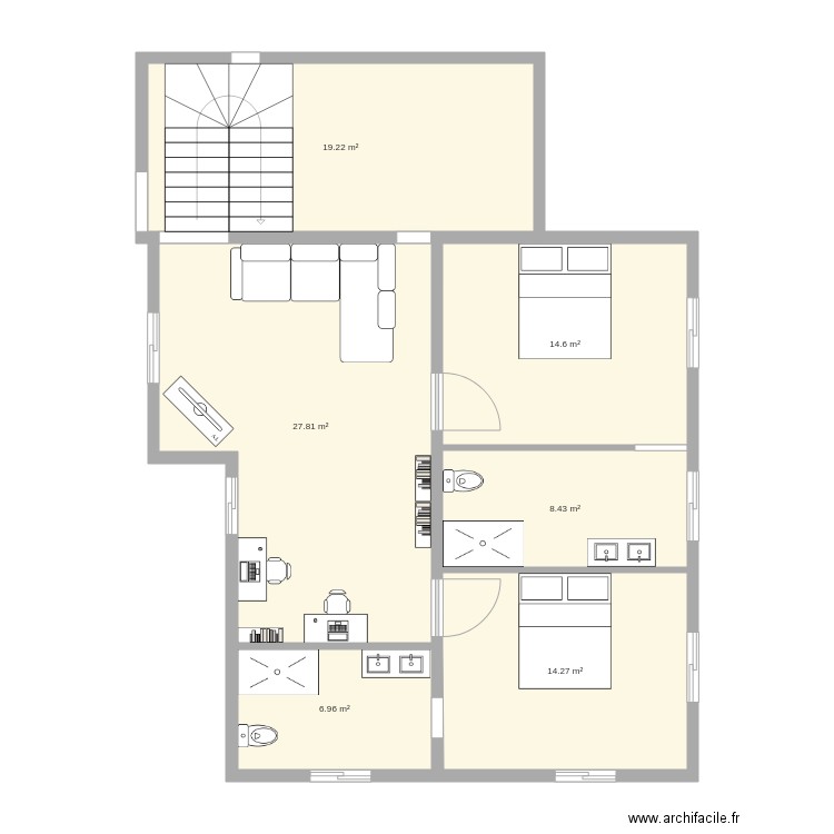 Etage côte a jour. Plan de 0 pièce et 0 m2