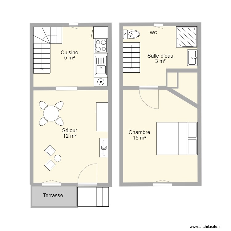 87G4012. Plan de 5 pièces et 41 m2