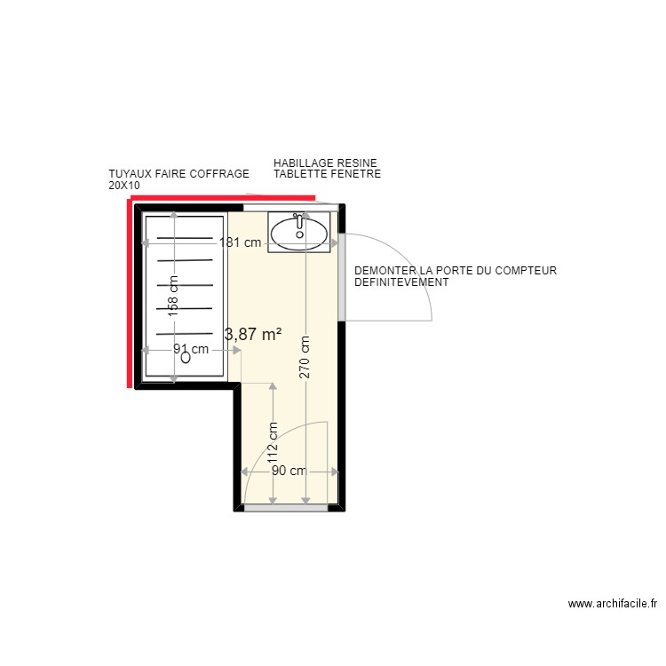 DEBACQ COLETTE . Plan de 1 pièce et 4 m2