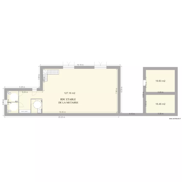 RDC ETABLE DE LA METAIRIE. Plan de 