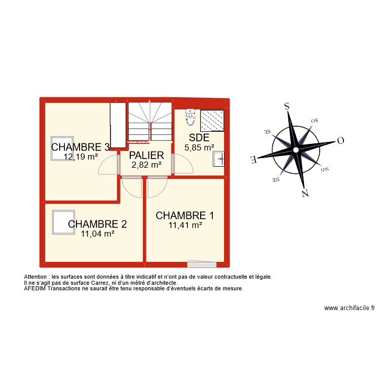 BI 9230 ETAGE. Plan de 9 pièces et 47 m2