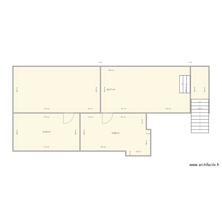 bureaux2. Plan de 3 pièces et 84 m2