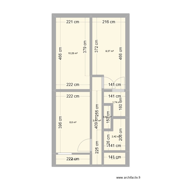 R+1 LAC BLEU. Plan de 9 pièces et 39 m2