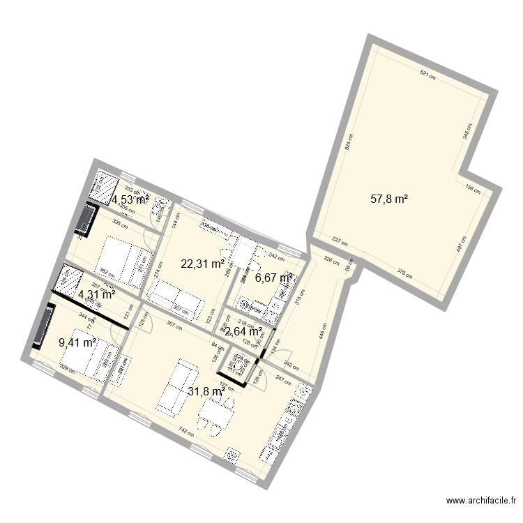 851256. Plan de 13 pièces et 421 m2