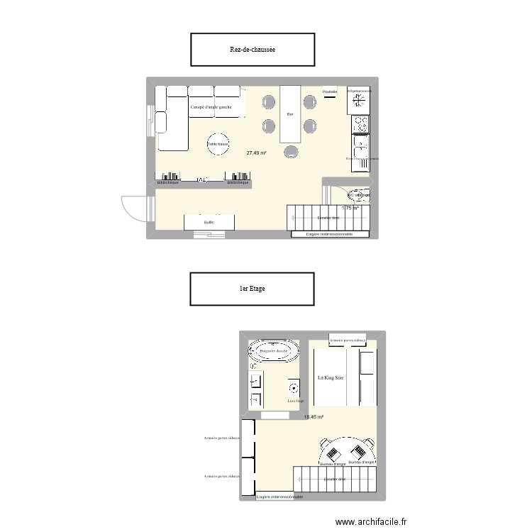 appartement. Plan de 3 pièces et 48 m2