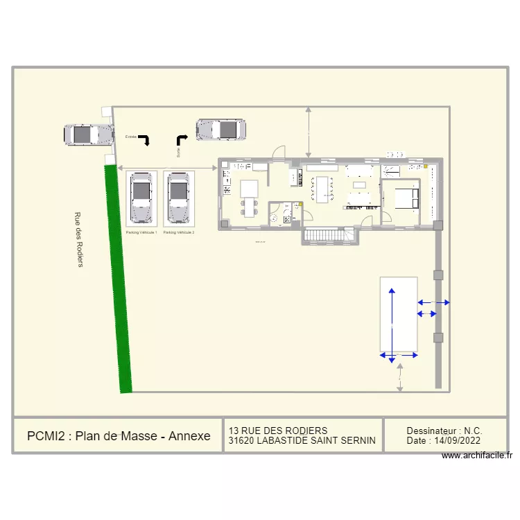 Plan de Masse raccordements humides. Plan de 