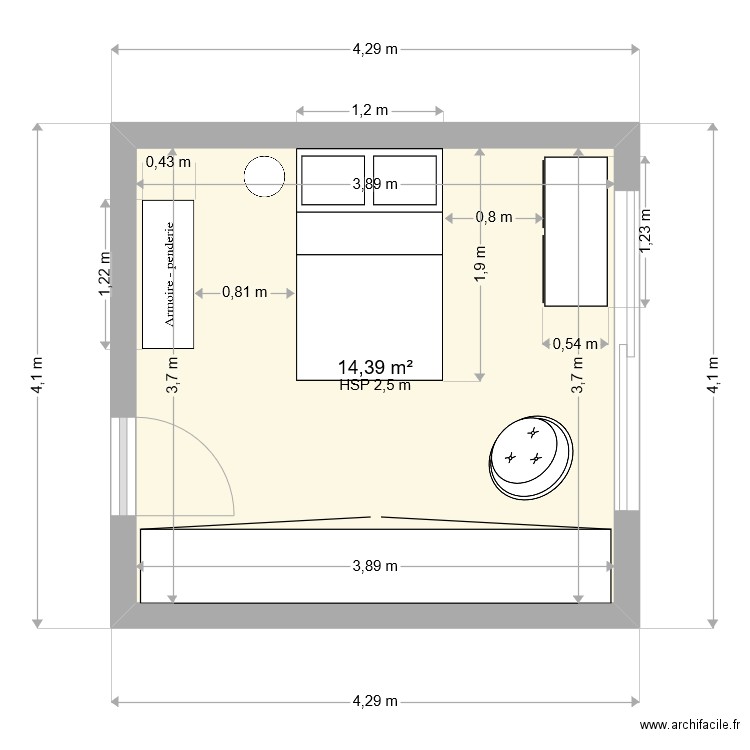 appart Nice. Plan de 1 pièce et 14 m2